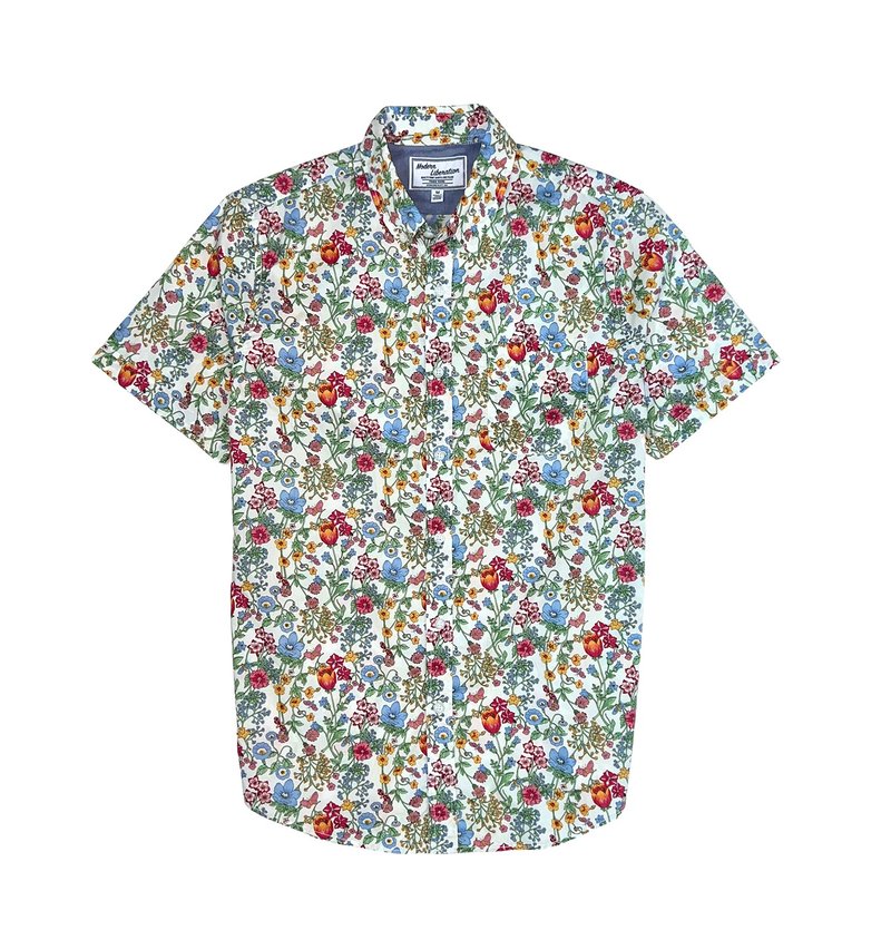 Men's Botanical Sketch Shirt 男裝花卉圖案襯衫 - 白色 - 男襯衫/休閒襯衫 - 棉．麻 白色