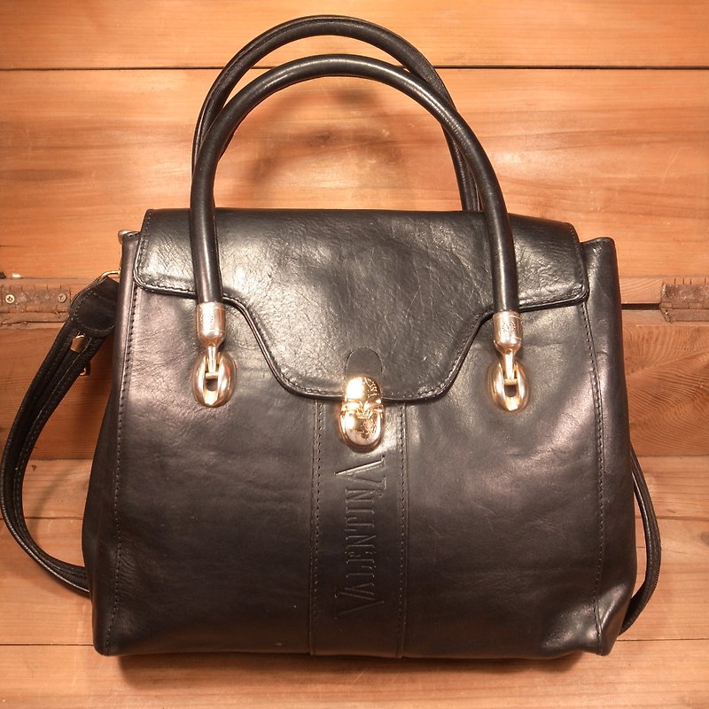 [Bones] Valentina side back with two black laptop bag VINTAGE - Handbags & Totes - Genuine Leather Black