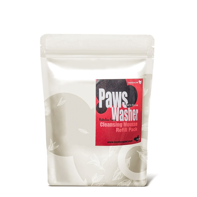 bonbonpet Paws Washer Cleansing Mousse for dogs/ refill bottle 300ml, no rinsing - Cleaning & Grooming - Plastic Red