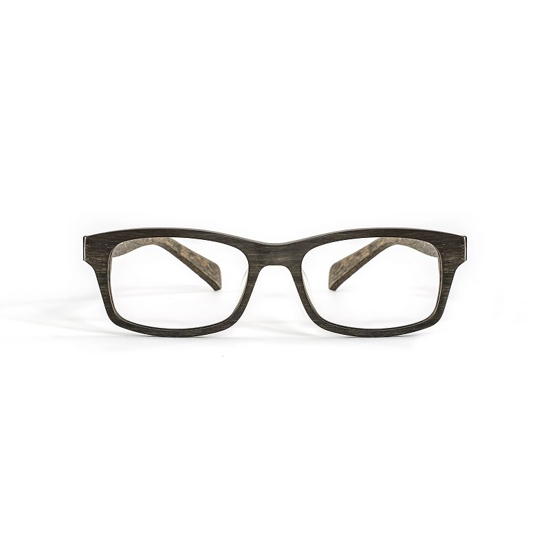 グレー模造木目スクエアフレームアセテートメガネ - 眼鏡・フレーム - その他の素材 ブラウン
