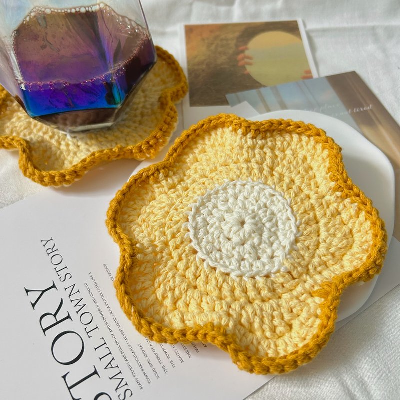 Floral crochet coaster - ที่รองแก้ว - ผ้าฝ้าย/ผ้าลินิน 