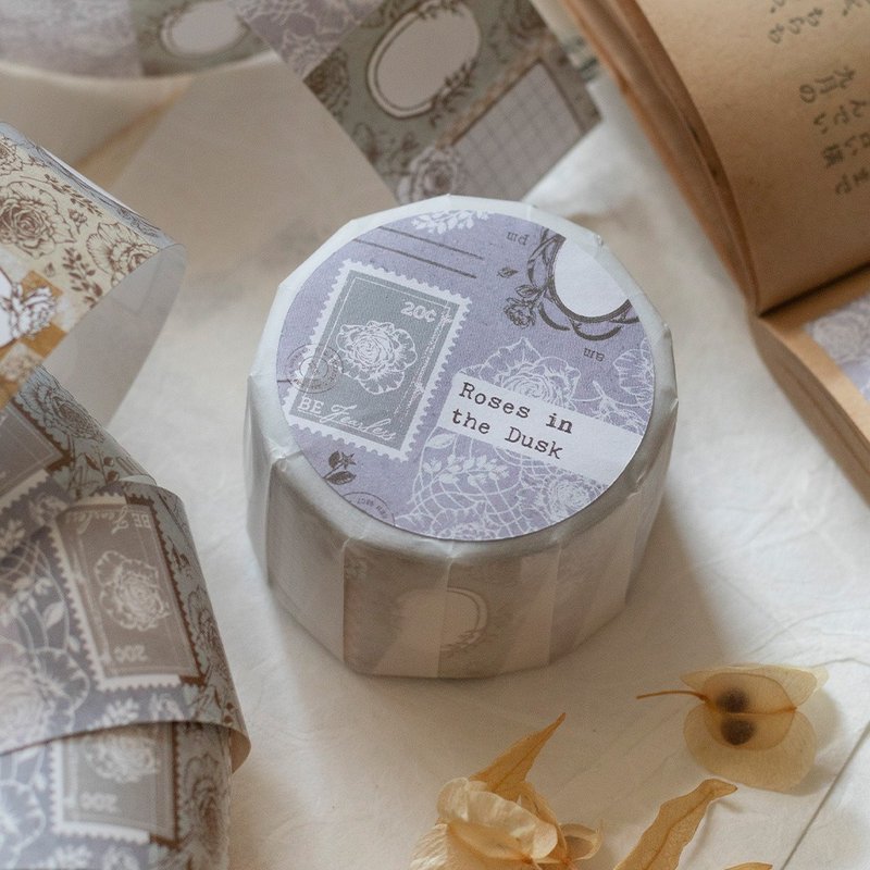 Roses in the Dusk – 3cmラベラーシール - マスキングテープ・PET テープ - 紙 カーキ