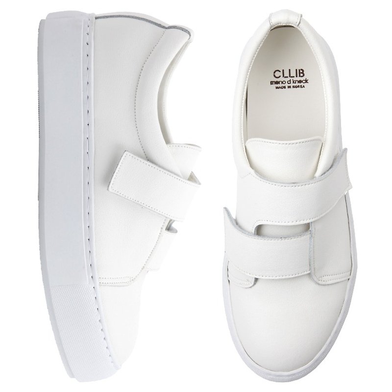 SPUR 簡約魔術貼平底鞋 JS4305 WHITE - 女牛津鞋/樂福鞋 - 真皮 白色