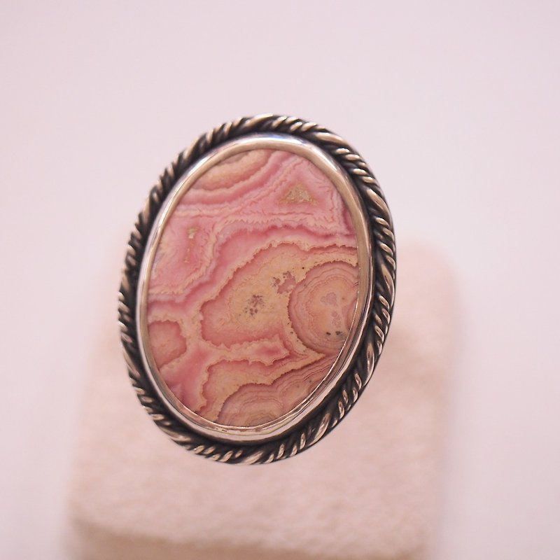 Large natural Gemstone rhodochrosite ring pattern of red Stone Rhodochrosite - General Rings - Gemstone Pink