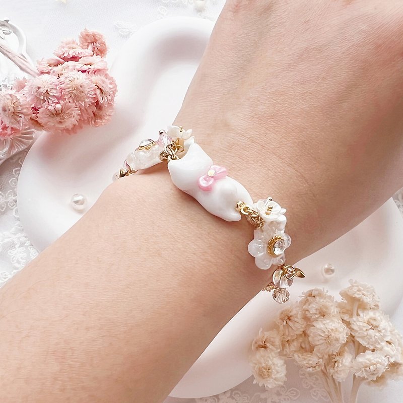 [Customized] Pet Cat Swarovski Flower Star Wish Bracelet Adjustable Bracelet - Bracelets - Resin 