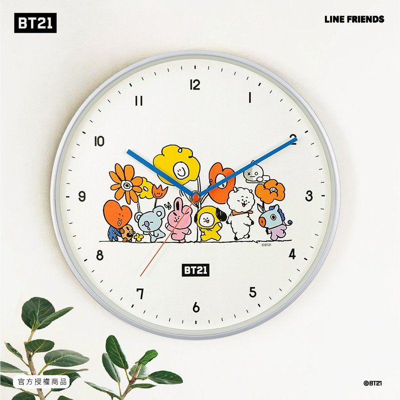 LINE FRIENDS 官方授權 l 花漾BT21掛鐘時鐘 (FLOWER系列) - 時鐘/鬧鐘 - 塑膠 白色