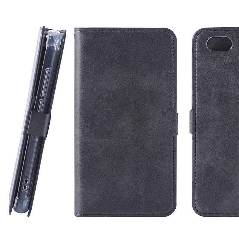 TWM A32 Special Antique Magnetic Side Sliding Leather Case - Black (4716779659474) - เคส/ซองมือถือ - หนังเทียม สีดำ