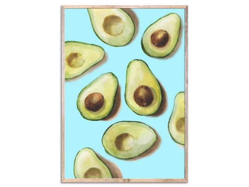 Avocado Art Print Fruits Watercolor Painting Kitchen Still Life Vegetable Art - 海報/掛畫/掛布 - 紙 綠色