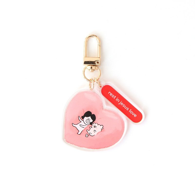 Hello DunDun 哈囉登登系列 壓克力 Key Ring  01.Heart 抱枕 - 鑰匙圈/鑰匙包 - 塑膠 白色