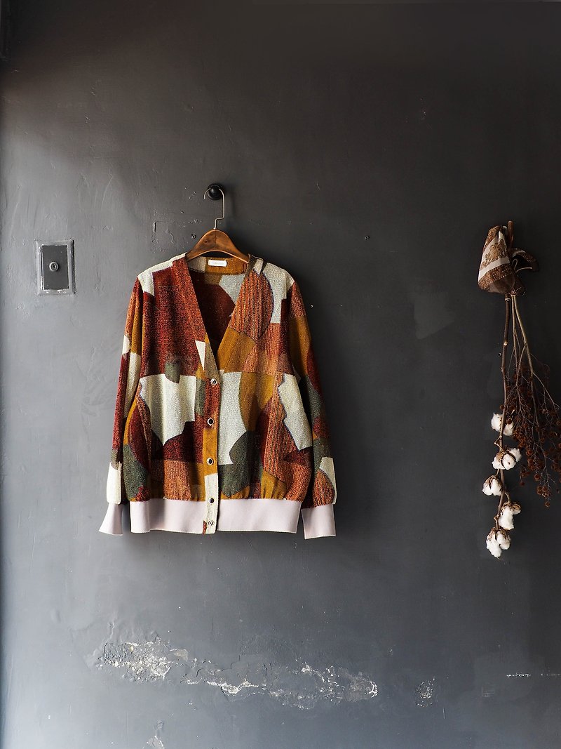Wakayama color block grid youth love log antique hemp open card blouse jacket oversize - เสื้อแจ็คเก็ต - ผ้าฝ้าย/ผ้าลินิน หลากหลายสี