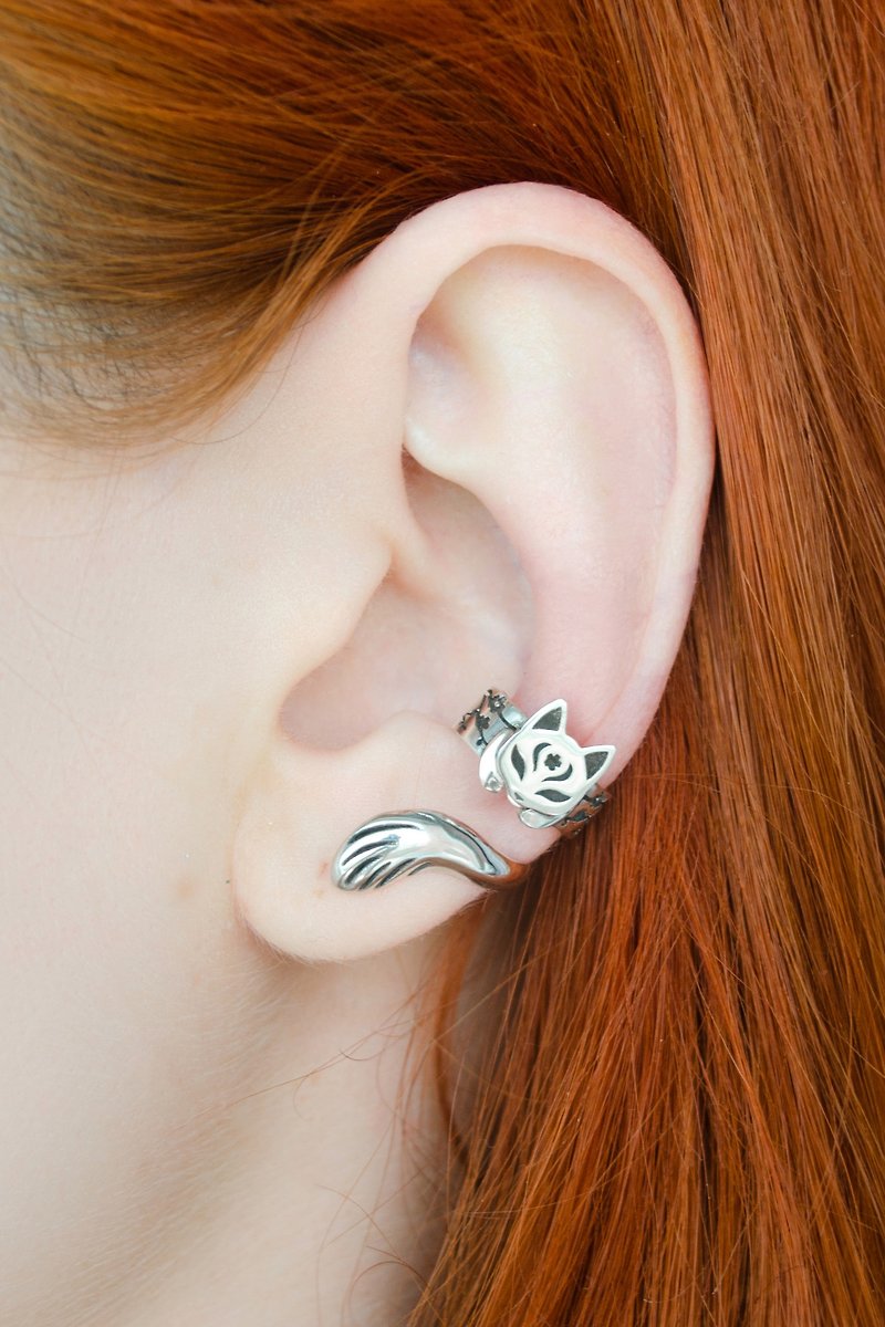 Japanese cat ear cuff silver no piercing