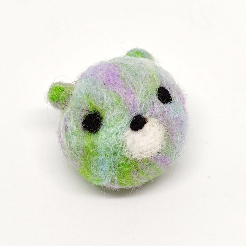 Lilac snow green and verdant-mixed color series bear wool felt key ring, pendant, ornament - Keychains - Wool Green