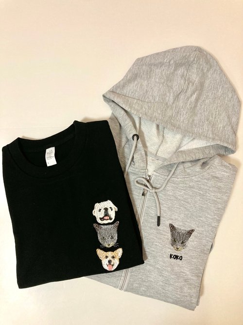 G.Lin embroidery 菁繡 訂製寵物像真刺繡秋冬款式衛衣外套客製化男女同款