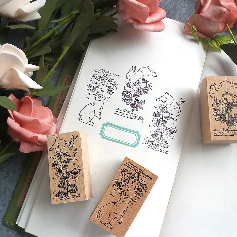 Rabbit Love Flower Seal - Wei Wei - Stamps & Stamp Pads - Wood 