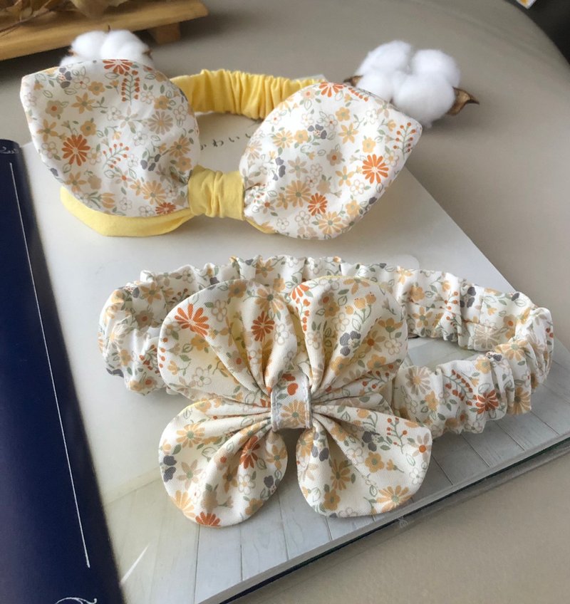 波比的黃色小花園  -立體蝴蝶 四辨幸運蝴蝶 - 嬰兒手鍊/飾品 - 棉．麻 黃色