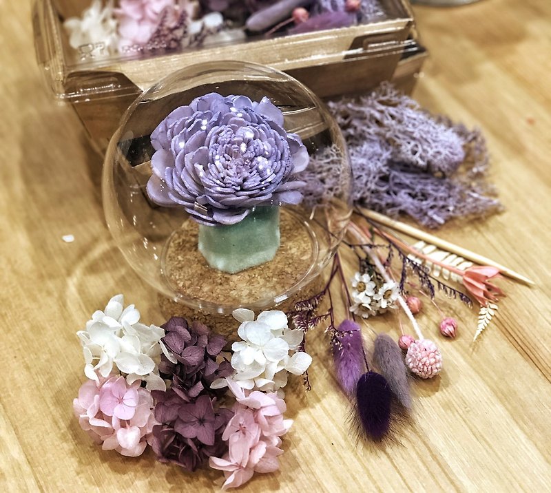 [Meet forever] Dry flower cork glass cover online teaching DIY flower material package - งานเซรามิก/แก้ว - แก้ว 