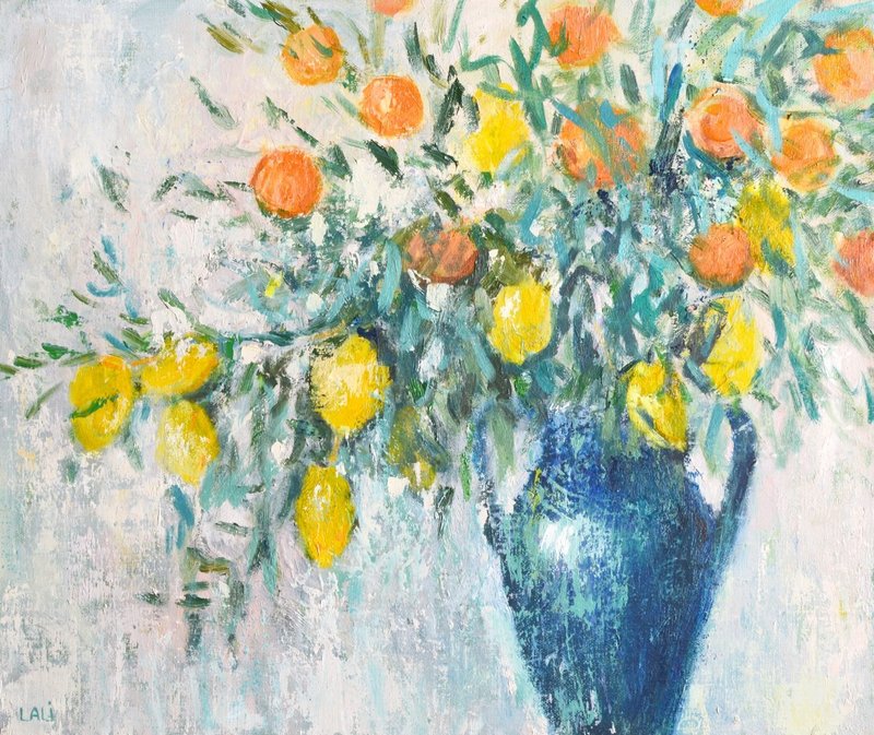 Lemon Original Oil Painting on canvas 38x45cm Modern Painting Contemprorary Art - Illustration, Painting & Calligraphy - Other Materials Yellow