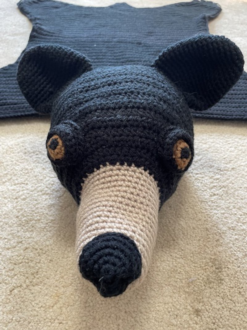 かぎ針編み動物クロクマラグマット(両面)【インテリア】デコレーション【座布団】【敷物】 - 桌布/桌巾/餐墊 - 棉．麻 