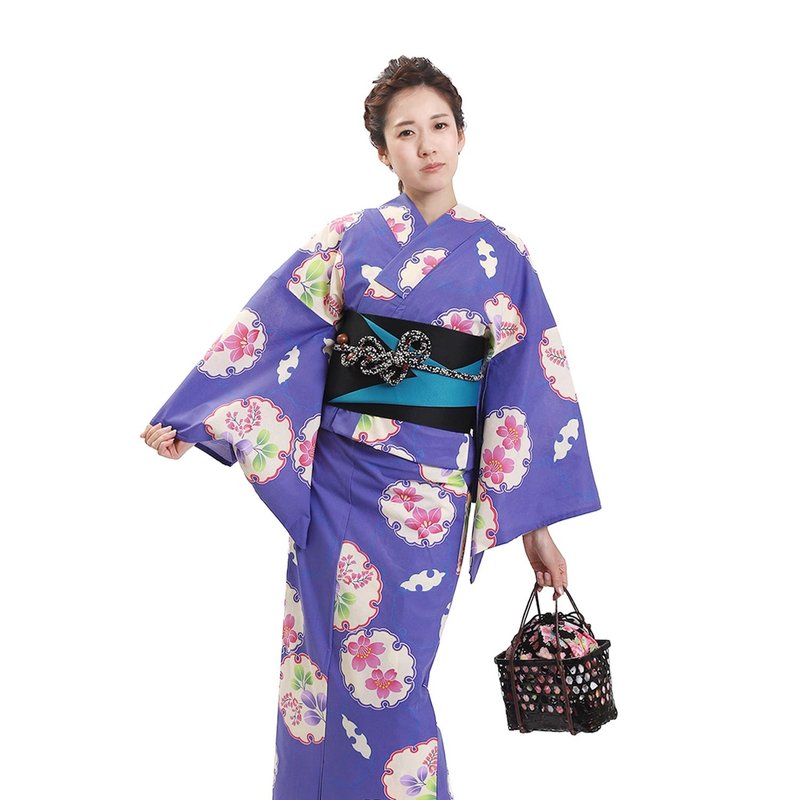 日本 和服 女性 浴衣 腰封 2件組 F Size x27-27 yukata - 其他 - 棉．麻 紫色