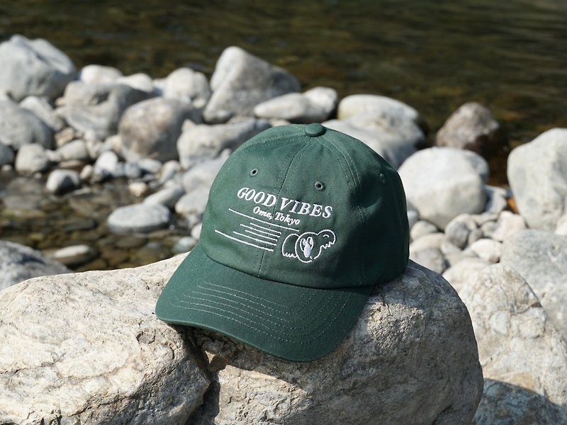 GREEN / OME GOOD VIBES CAP - หมวก - ผ้าฝ้าย/ผ้าลินิน สีเขียว
