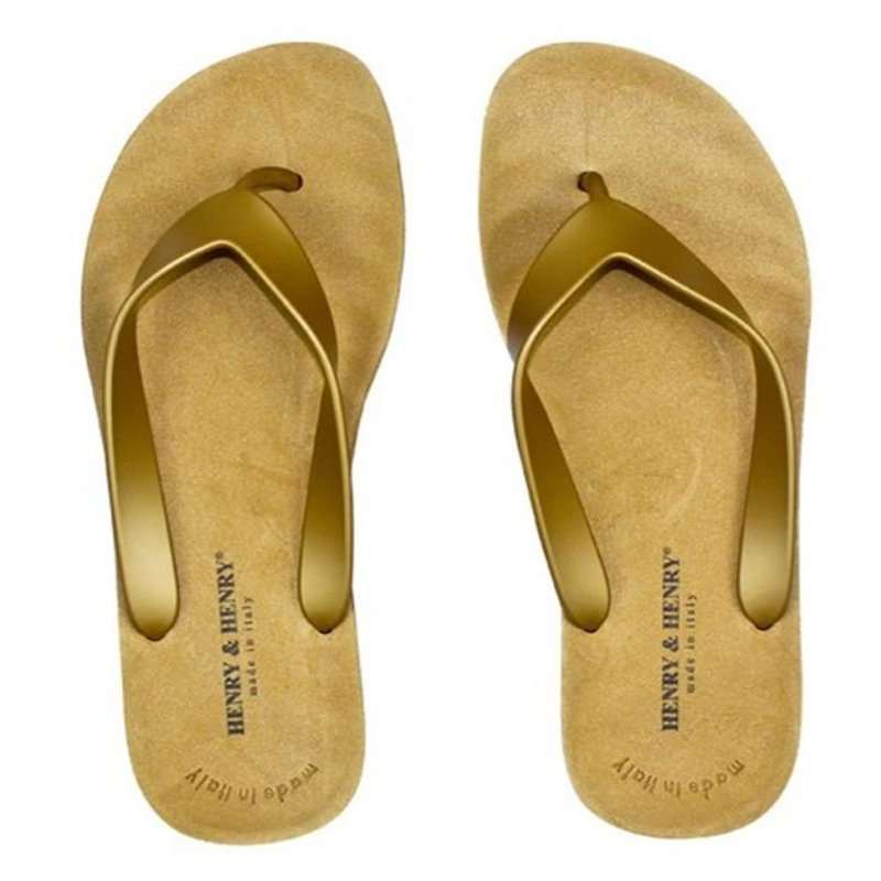 HENRY&HENRY Gold Flipper Slipper - รองเท้าแตะ - ยาง สีทอง