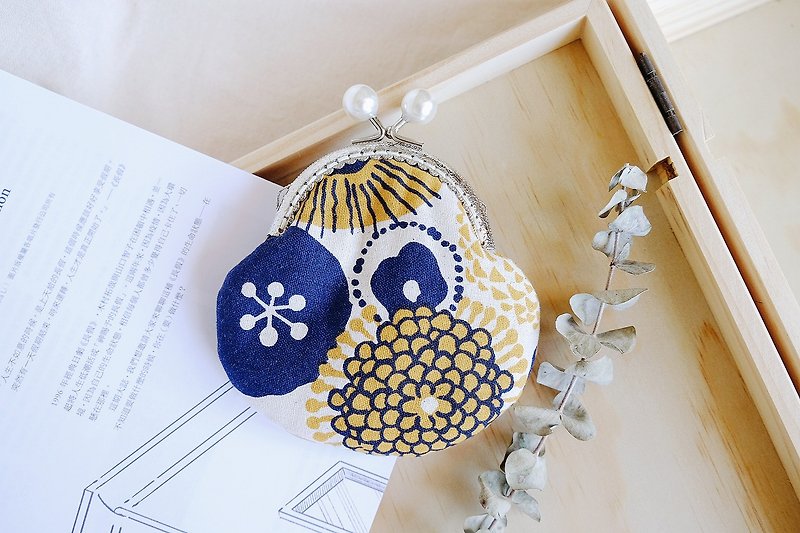 |Blue Monday| Ball-shaped gold coin purse - กระเป๋าใส่เหรียญ - ผ้าฝ้าย/ผ้าลินิน 