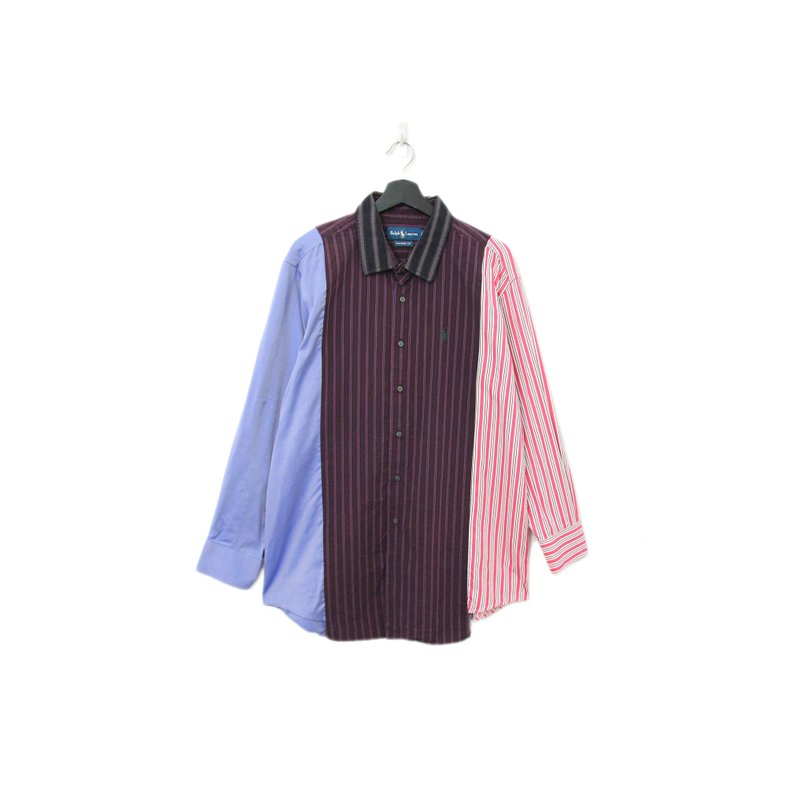 Back to Green-品牌襯衫 Polo 拼接 條紋 sh-03//vintage shirt - 男襯衫/休閒襯衫 - 棉．麻 