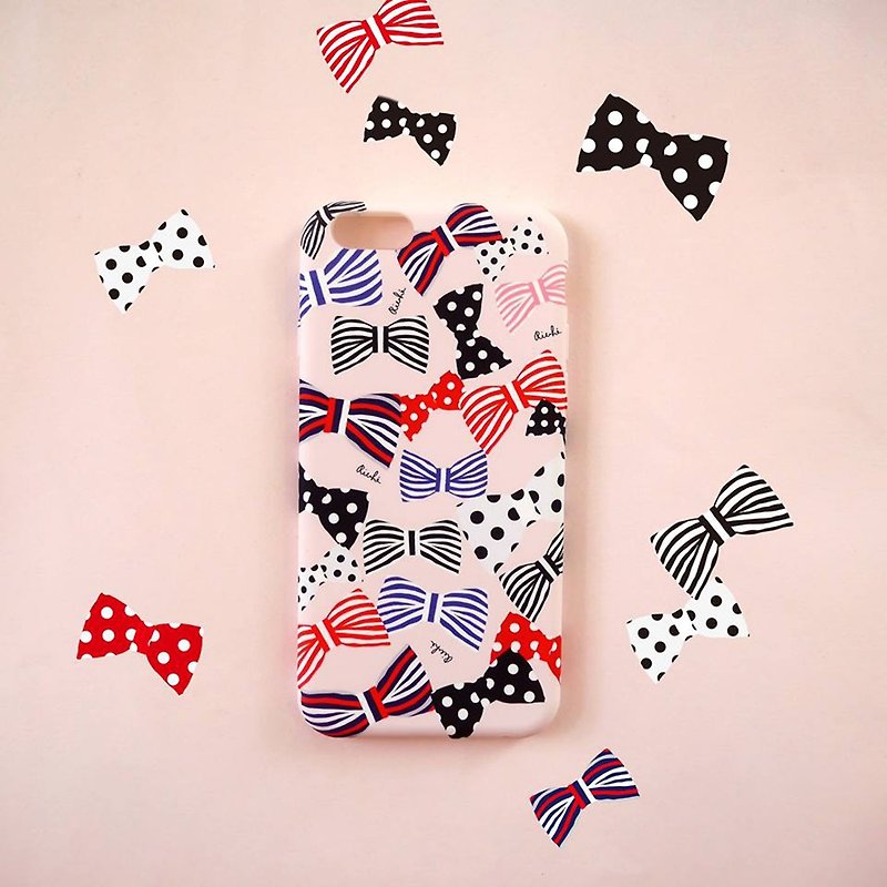 Pink Poka Girl Bow Phone Case - Phone Cases - Other Materials Pink