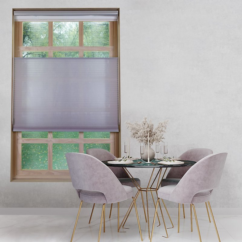 Wisteria Up and Down Double Loop Bead Chain Translucent Honeycomb Blinds (Wisteria) - ม่านและป้ายประตู - เส้นใยสังเคราะห์ 