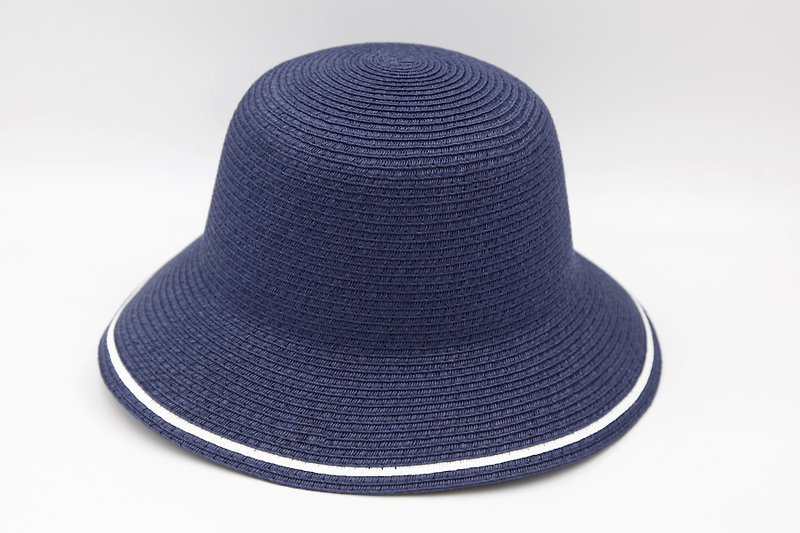 【Paper home】 Two-color fisherman hat (dark blue) paper thread weaving - หมวก - กระดาษ สีน้ำเงิน