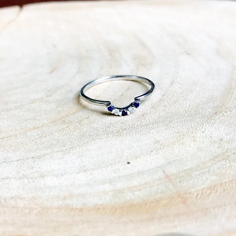 Emerald gift. Chui twist - Exclusive design models - Natural Sapphire / White Diamond color 18K gold ring "custom paragraph" - แหวนทั่วไป - เครื่องเพชรพลอย สีเงิน