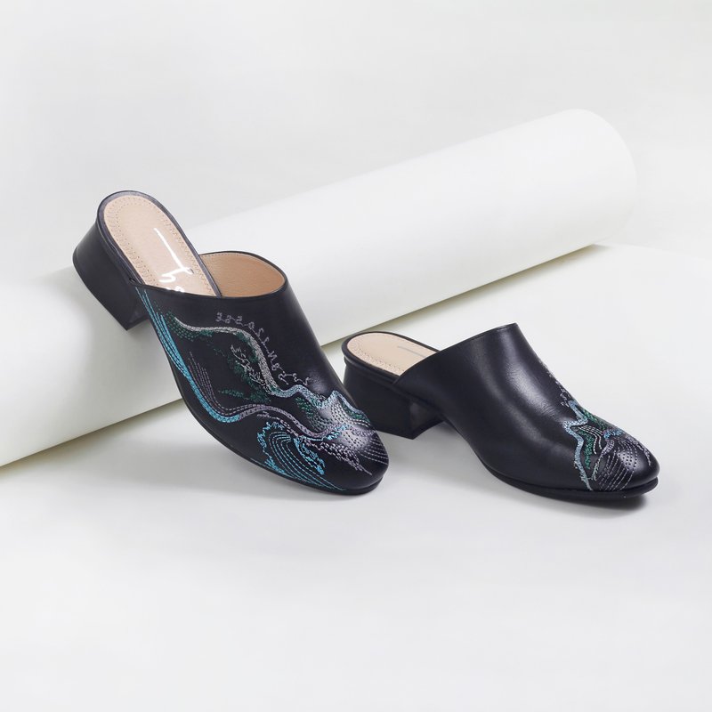 Hsiu-embroidery shoes - Women's Leather Shoes - Genuine Leather Black