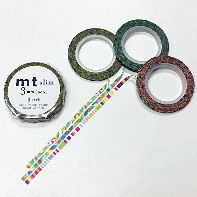 mt and paper tape Slim series 【POP 3mm 3 into the group (MTSLIMS06)】 2016Summer - Washi Tape - Paper Multicolor