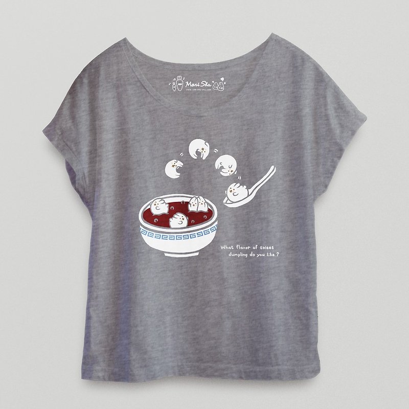 Mochi Rabbit Diving Rice Ball T-shirt - Women's Shorts - Cotton & Hemp Gray