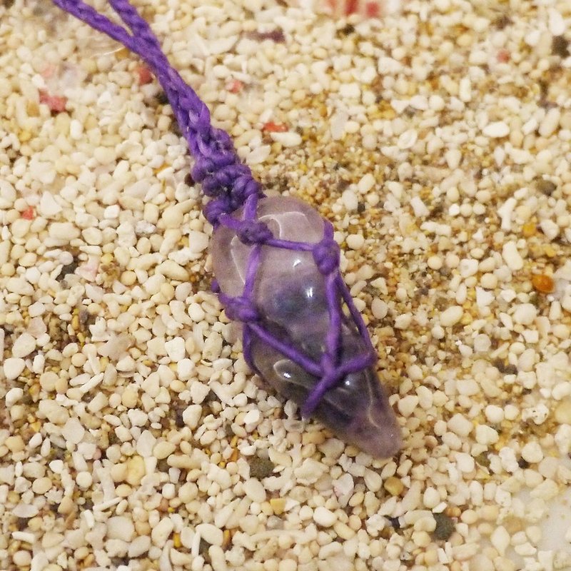 Amethyst natural stone hand-woven limited edition necklace - Necklaces - Gemstone Purple