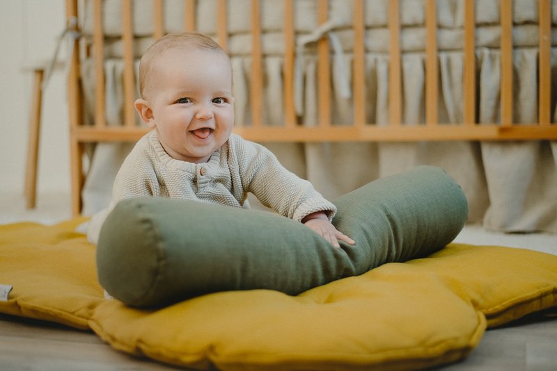 Linen Cloud Padded Baby Play Mat - yellow (mustard) Baby Exercise Mat - 嬰兒地墊/遊戲墊 - 亞麻 黃色