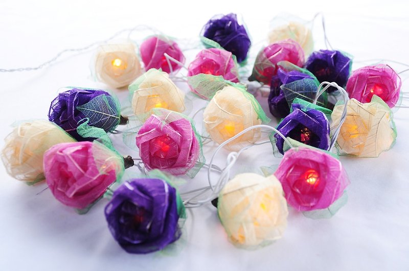 20 Handmade Real leaf Rose String Lights for Home Decoration Wedding Party Bedroom Patio and Decoration - Lighting - Other Materials 