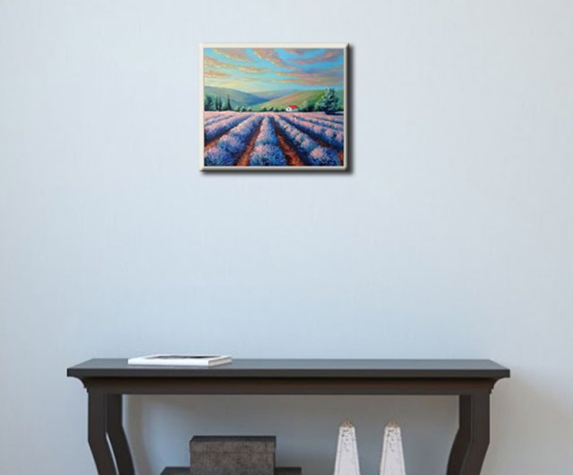 ラベンダー油絵オリジナルアート手作り絵画風景画プロヴァンス