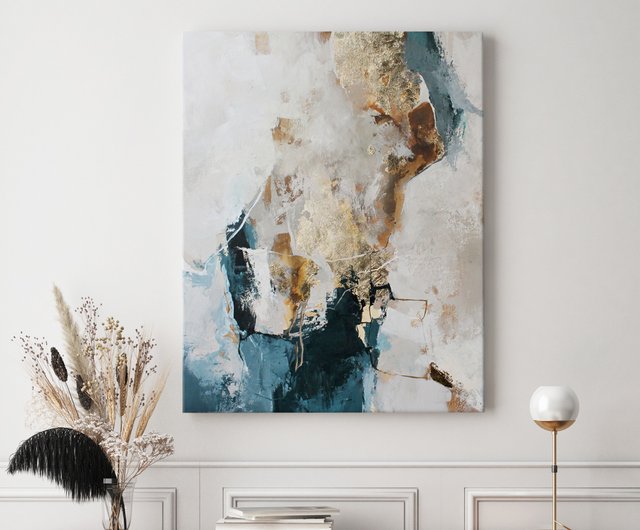 ～輝～ 見る角度で違う 海の絵 デコアート 絵画 原画 青と金の抽象画 海の祝福」【原画】F6 額装 アクリル画 抽象画 キャンバス 海 空