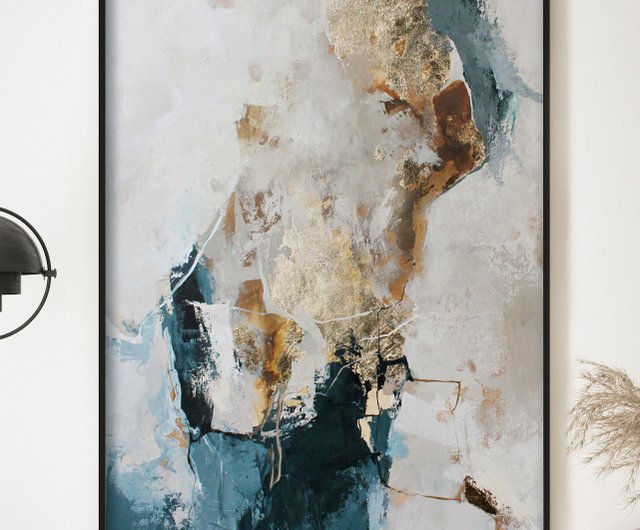 抽象油彩画 青と金の色合い 抽象油彩画 青と金の色合い Amazon｜抽象絵画青と金の