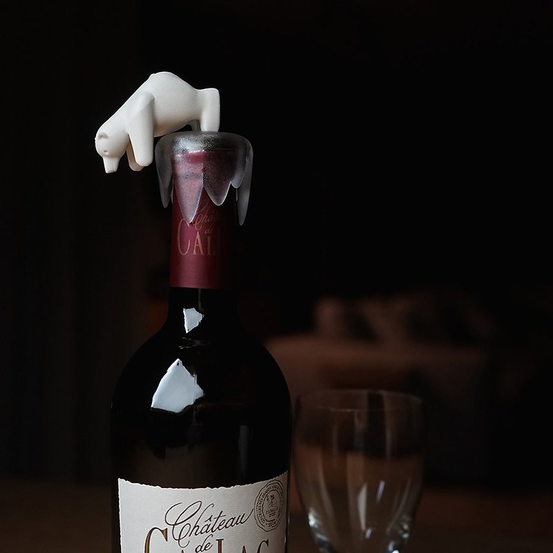 QUALY Drunken Love Polar Bear-Wine Bottle Stopper - อื่นๆ - พลาสติก ขาว