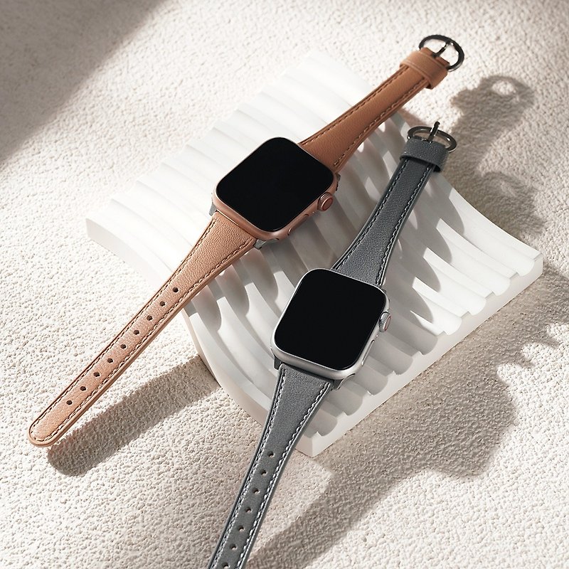 Apple watch - [Forest style] Textured genuine leather waist-shrinking Apple watch strap - Watchbands - Genuine Leather 