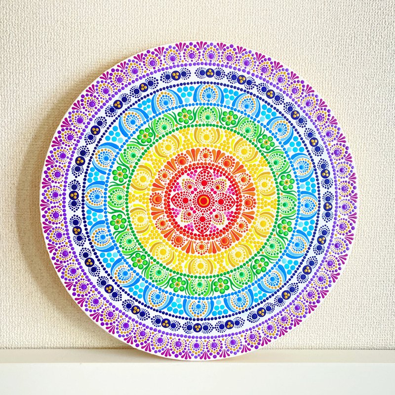 Rainbow Chakra 7 Dot Mandala - Posters - Cotton & Hemp Green