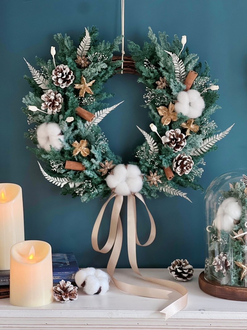 【Christmas Handmade Course】Snow Country‧Eternal Cedar Large Wreath - จัดดอกไม้/ต้นไม้ - พืช/ดอกไม้ 