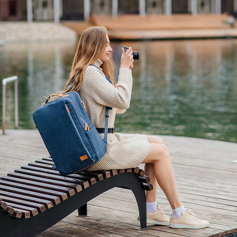 Siena Pro 17 Smart Backpack - Five Colors Available - Blue | Work and Attendance USB Rechargeable Waterproof - Backpacks - Polyester 