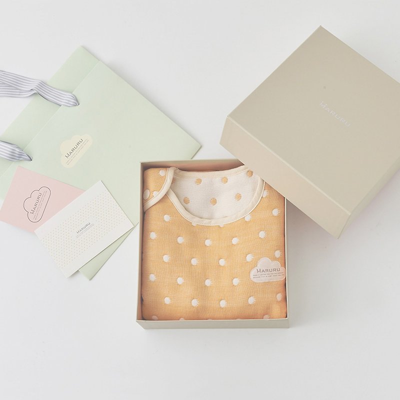 [Gift Box Set] Six-layer Yarn Anti-Kick Vest - Dot Orange S/M [Newborn Gift/Birth Gift] - ของขวัญวันครบรอบ - ผ้าฝ้าย/ผ้าลินิน สีส้ม