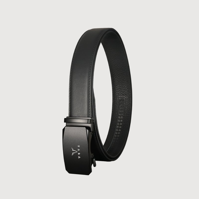 【Complimentary Gift Wrapping Upgrade】Business Elite Automatic Buckle Belt - Matte Black / VA022 - เข็มขัด - หนังแท้ สีดำ