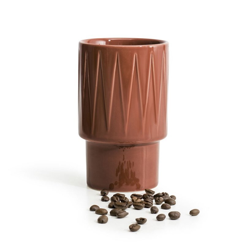 Coffee & More 拿鐵杯400ml-磚紅 - 其他杯子 - 瓷 