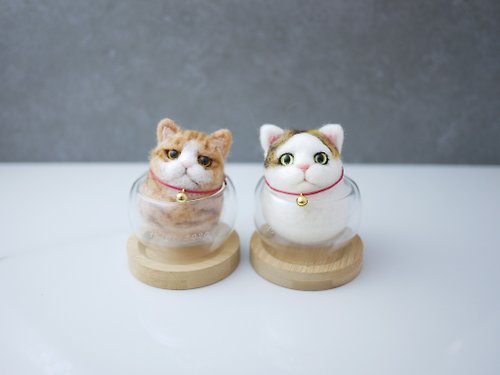 霏娃手作 客製寵物羊毛氈 夫妻貓 貓丸杯系列 客製化 情人節 聖誕禮物