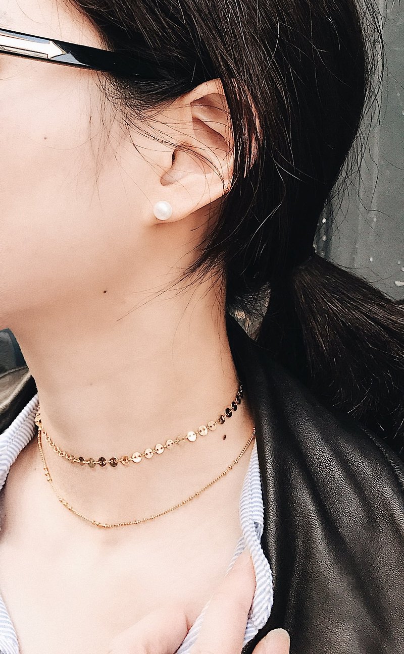 Two Layer Choker - Necklaces - Other Metals Gold